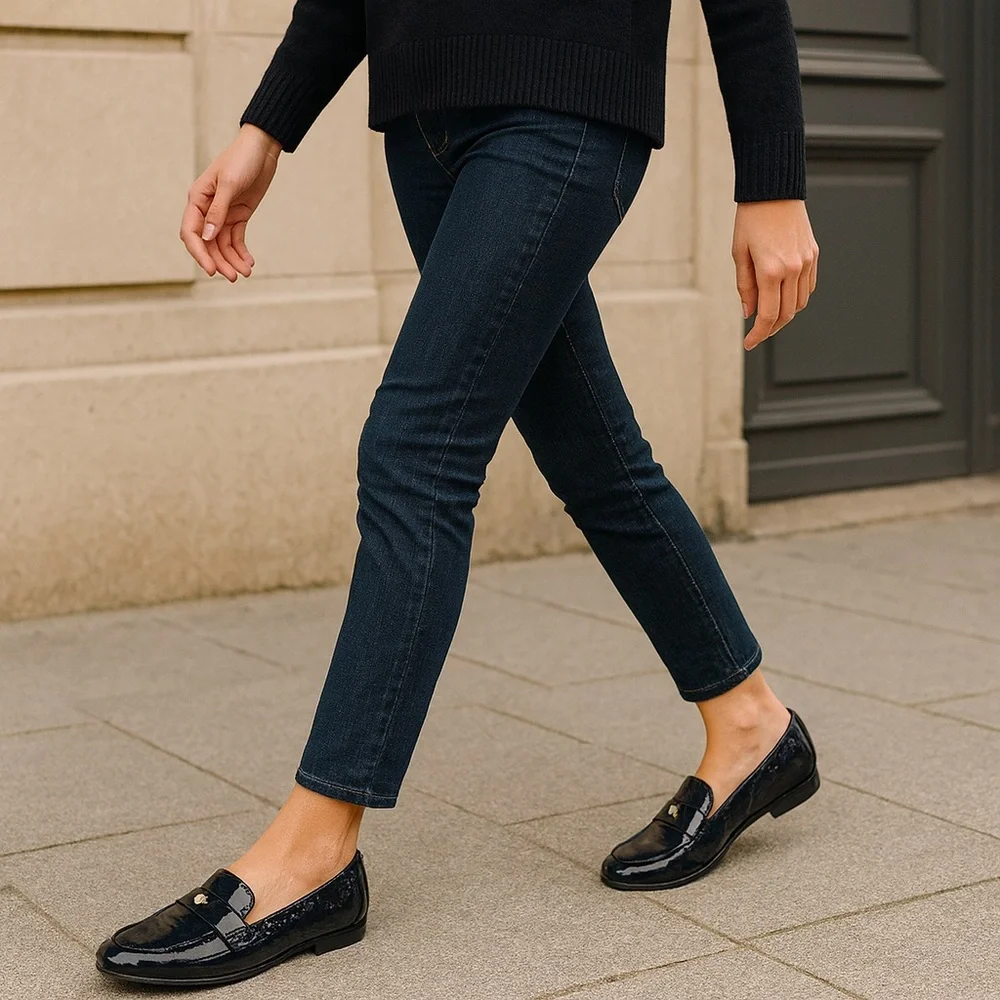 Tory Burch Patent Leather Loafers, Deep Navy | 8M - Picture 3 of 12